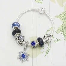 RANDORS высокое качество Очаровательные женские браслеты синий цветок pandent женские Серебристые браслеты и браслеты подарки для девушки