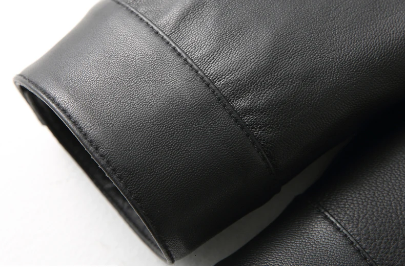 Genuine Leather Jacket Men Sheepskin Leather Coats Mens Leather Jacket Shirt Collar Short Coat High Quality KFS180196-1