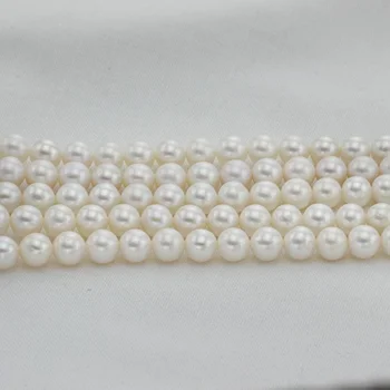 

Genuine Natural 8mm AA round white pearl strands loose beads women lady jewelry DIY