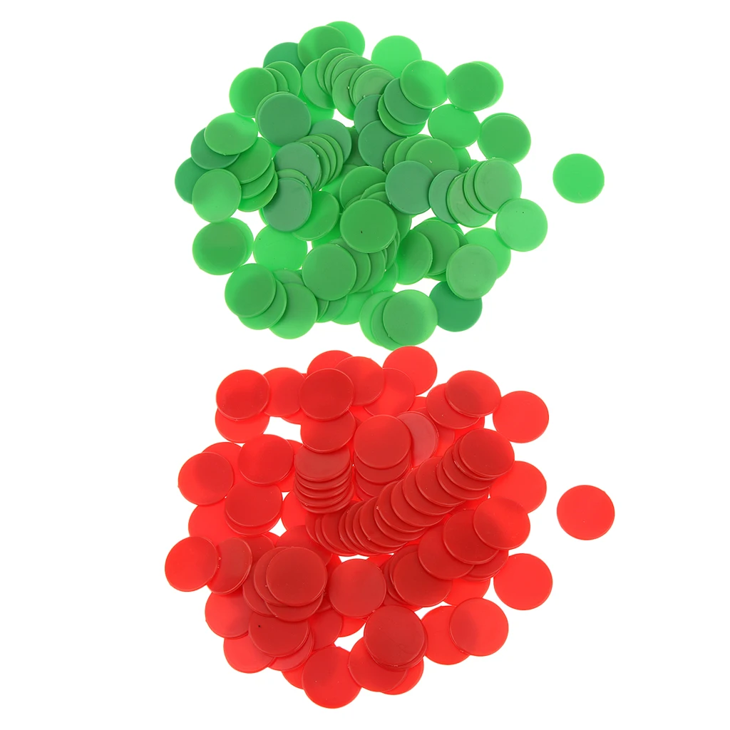 200PCS 18mm Plastic Counters Board Game Tiddly winks Teaching Aid Red Green