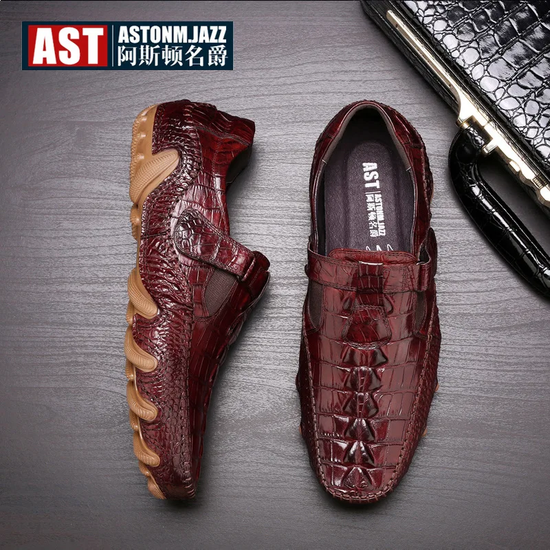 

2019 Autumn New Style Tods Casual Shoes Men's Genuine Leather Crocodile Pattern MEN'S SHOES Octopus England Trendy Shoes Breatha