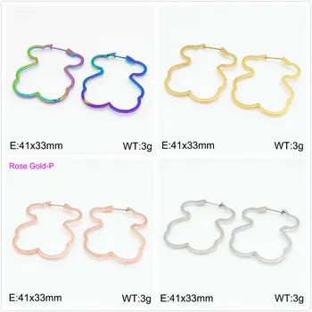 

Fashion Drop Earrings Jewelry Bear Stainless Steel Factory Wholesale Bear Hollow Simple Earrings Accessories New