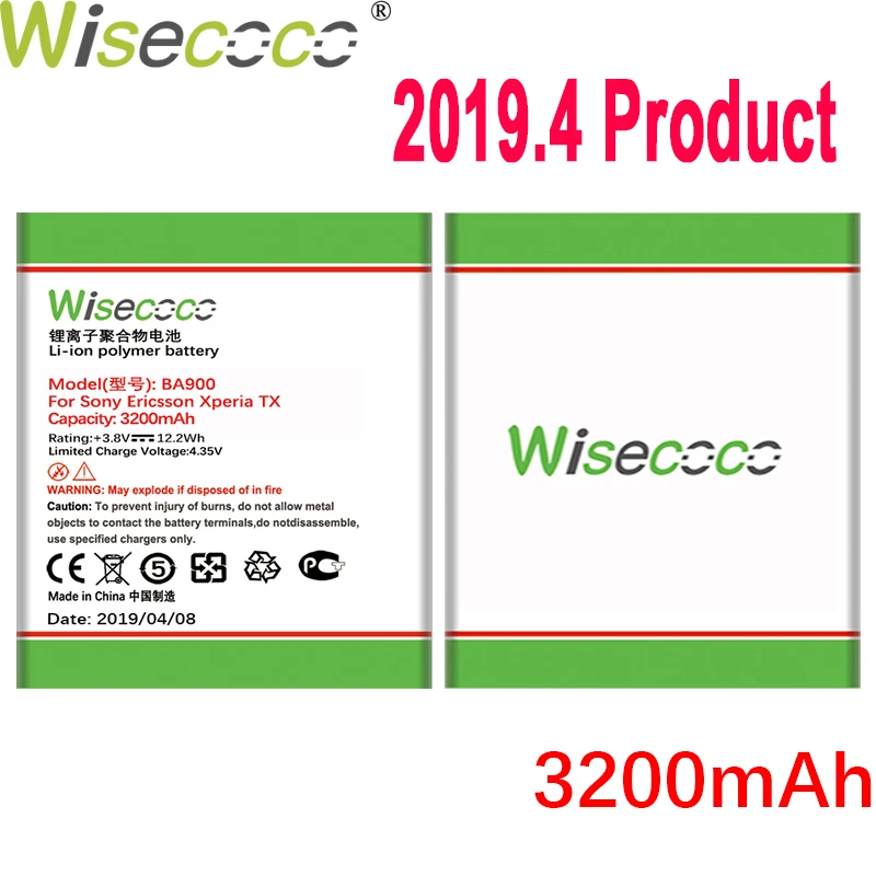 

Wisecoco 3200mAh BA900 Battery For Sony Ericsson Xperia TX LT29i/J ST26i/L S36h C2105 E1 J L M C2104 C1904 C1905 Mobile Phone
