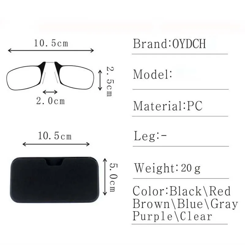 Legless Clamp nose  Presbyopic Glasses For Both Men And Women Portable Sticky Mobile Phone To Send Ultra-Thin Glasses Case