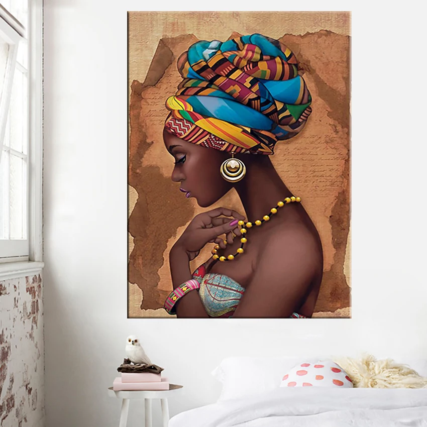 Africa-canvas-painting-Wall-Art-Painting-Pictures-Posters-and-Prints-Black-Woman-On-canvas-home-decor (2)