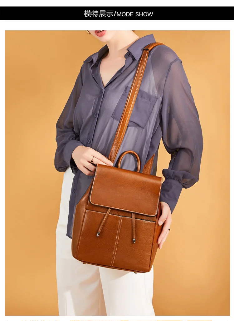 luxury High Quality Genuine Leather Backpack Women 2020 New Travel Knapsack Female Shoulder Bag Cowhide Girls Casual Daypack