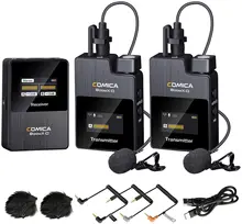 Microfone de lavalier sem fio, comica BoomX-D2 2.4g sistema de microfone sem fio compacto com 2 transmissor e 1 receptor, lav mic f