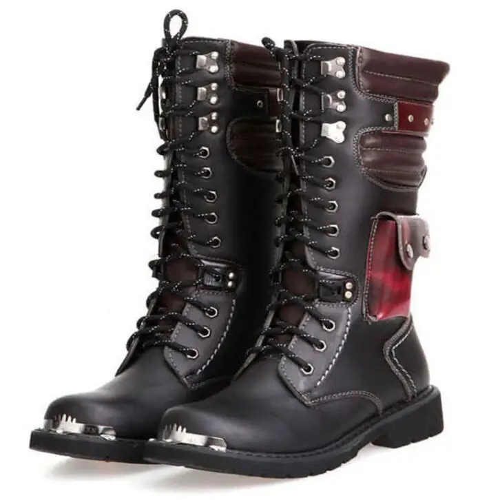 combate do exército botas moda masculina cinto gótico botas do punk