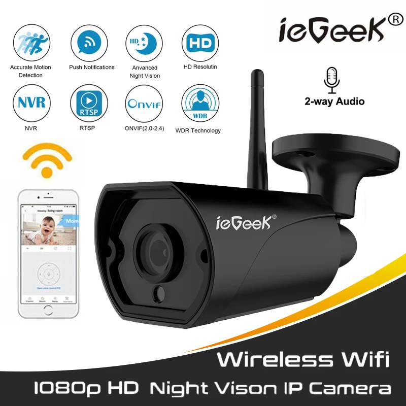 ieGeek 3MP IP Camera Wifi Outdoor 1080P HD IR Motion IP66 Waterproof Two-Way Audio CMOS CCTV Security Wireless | Безопасность и