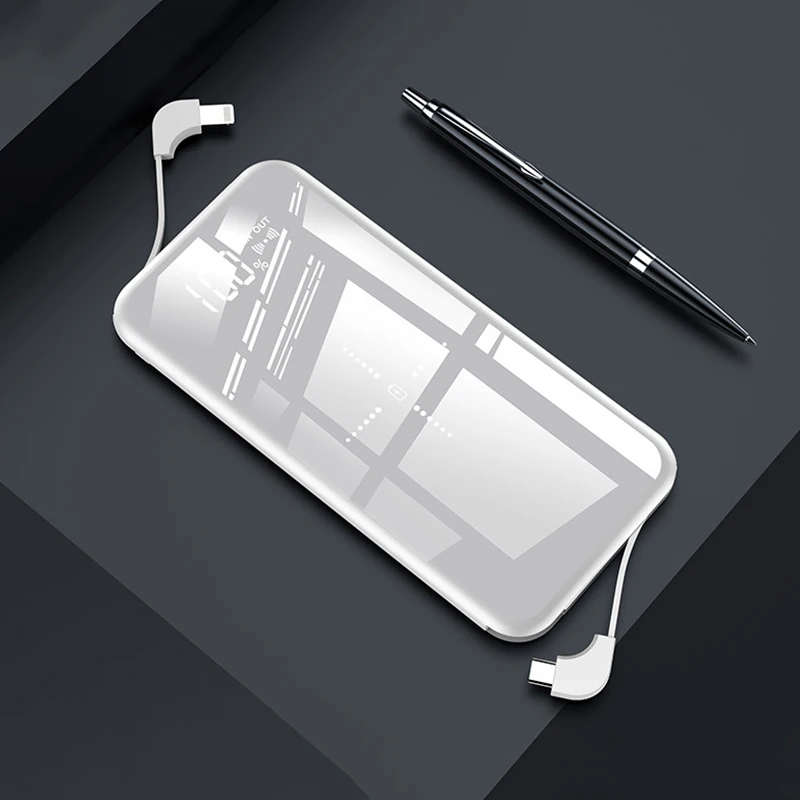 10000 мАч портативное Qi Беспроводное зарядное устройство, внешний аккумулятор для Xiaomi Mi iPhone, быстрая зарядка, внешний аккумулятор - Цвет: Белый