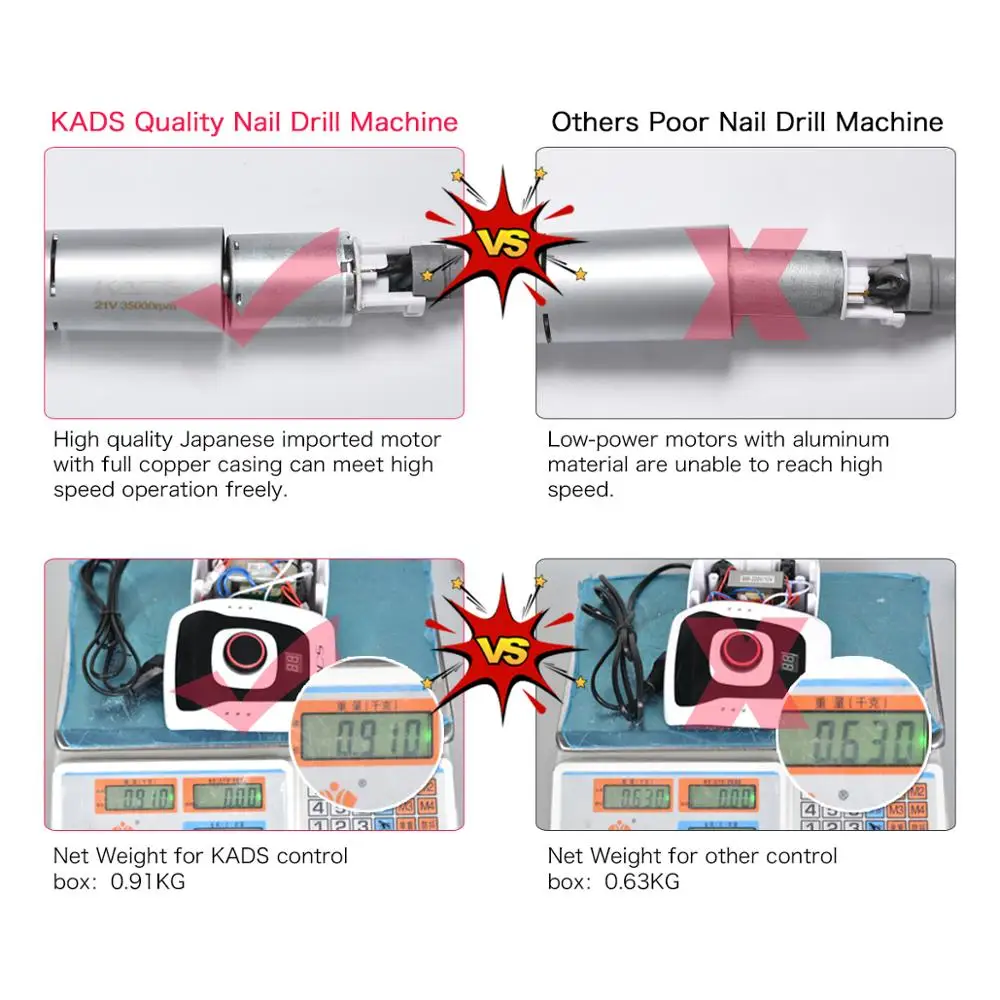 Price KADS Nail Drill Manicure Machine Set for Nail Pedicure Machine Fingernail Drill 40W 35000RPM Electric Equipment Manicure Tools