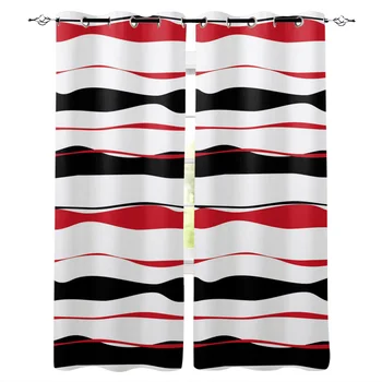 

Vibrant Abstract Red And Black Mixed Line Patterns Curtains Window Living Room Curtains High Blackout Curtain Thick