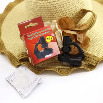 

2019 HOT Protable 90 X Phone Type LED Light Magnifying Glass Magnifier Mobile Phone Clip Holder Microscope UV Currency Detector