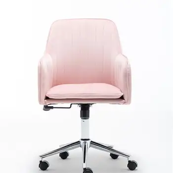 

Velvet fabric Home Office Desk Chair with Metal Base Modern Adjustable Swivel Chair with Arms (Pink), Gaming Chair ,Furniture.