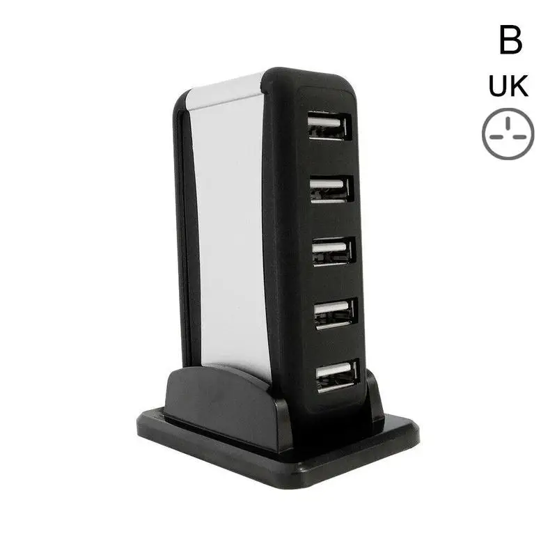 UK 5 Usb многопортовое зарядное устройство Настольный концентратор адаптер питания для смартфона компьютер концентратор адаптер - Цвет: UK
