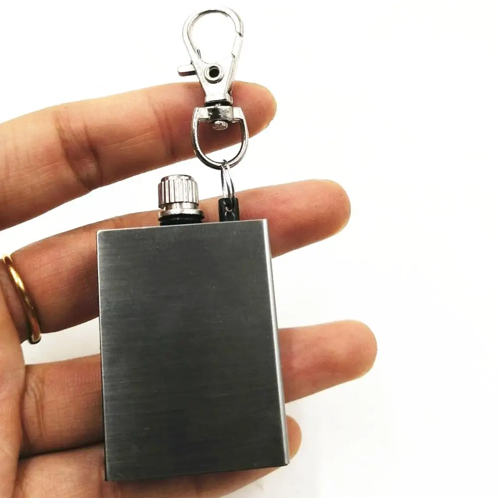 Outdoor Emergency Survival Camping Lighter Not Including Oil Keychain Barbecue Machine Portable Stainless Steel Waterproof