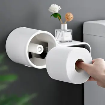 

Toilet Paper Holder Punch-free Bath Tissue Box Wall Mount Roll Paper Storage Box 72XF