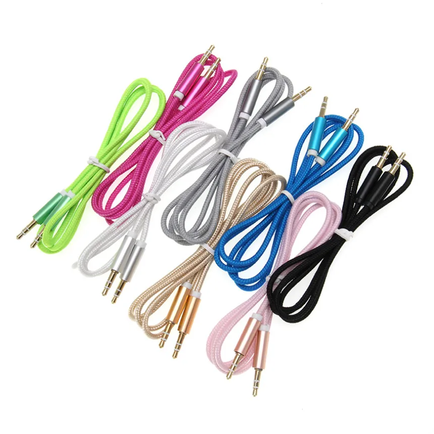 Aux Cable 3 5mm Jack Audio Auxiliary Cables Gold Plug Stereo Car Cord Wire for Headphone Phone PC Speaker Line