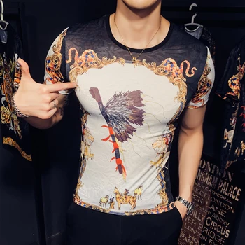 

2020 Luxury Retro Print T Shirt Men Ice Silk Breathable Short Sleeve Streetwear Tshirt Male Casual T Shirts Camiseta Masculina
