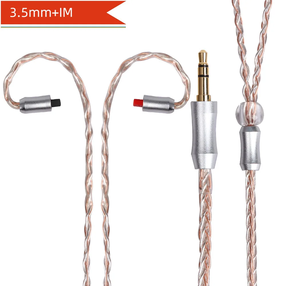 3.5mm IM Copper FDBRO MMCX 2pin 8 ядер сбалансированный обновления наушники кабель 2,5/3,5/4,4 мм разъем для наушников с серебряным покрытием провода SE215 SE315 SE425 SE535 SE846 - Цвет: 3.5mm IM Copper