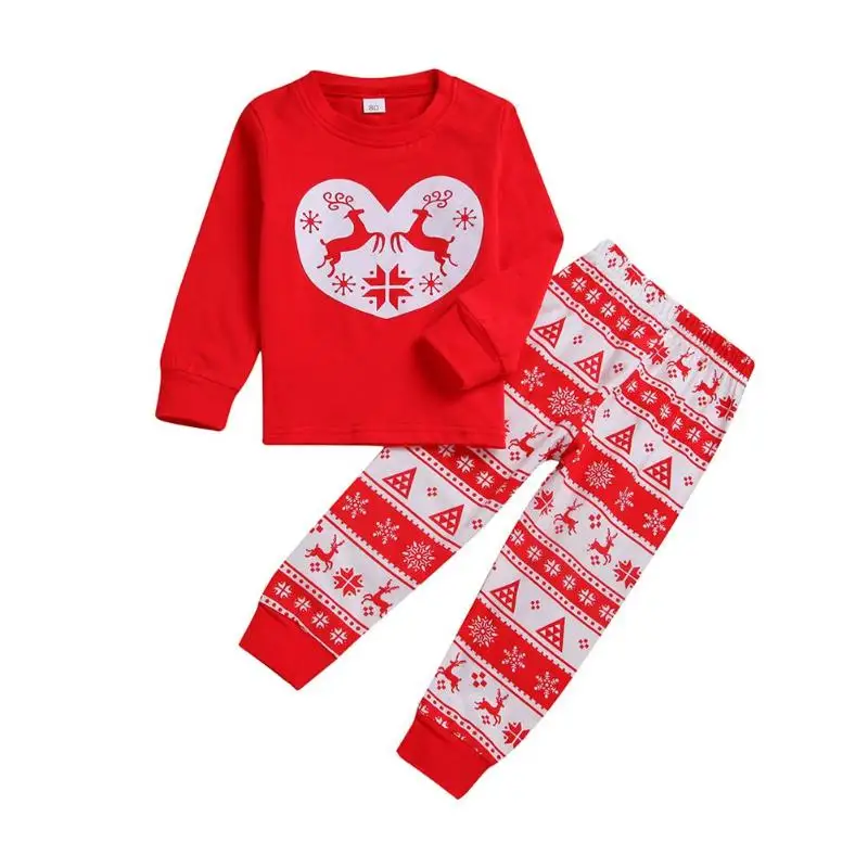 

Popular 2pcs Parent-child Pajamas Xmas Personality Printing Elk Comfort Soft Korean Clothes Set Long Sleeve Sleepwear