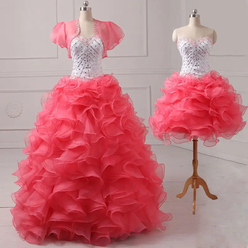 Jiayigong Quinceanera/платья из органзы с рюшами и курткой милое платье 16 вечерние пышные