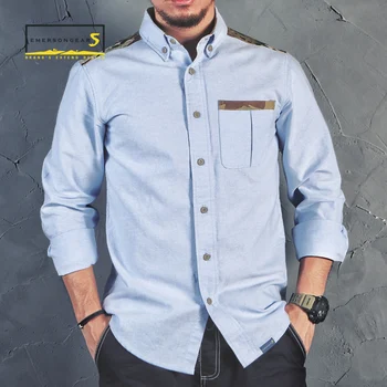 

emersongear Leisure Mens Shirt Tactical Shirt Nylon Stretched Casual Shirt Outdoor Long Sleeves Hiking Sports Camo Tee Tops