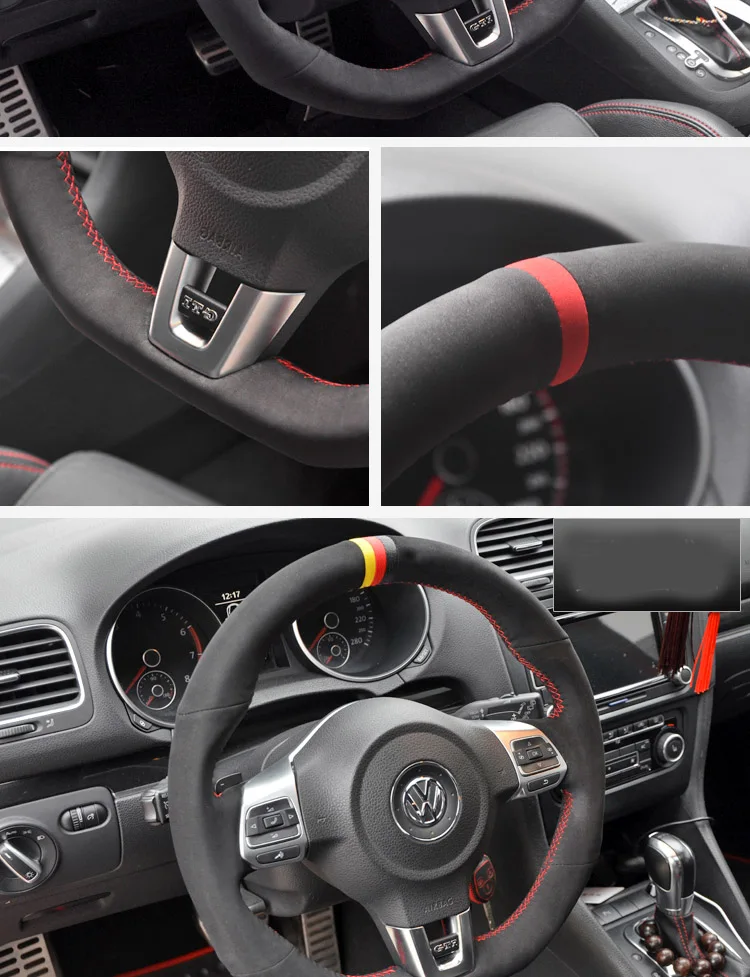 New DIY Leather Steering Wheel Hand Sewing Wrap Cover Fit For Volkswagen Golf 6 GTI MK6 / Polo GTI / Scirocco R Passat CC New DIY Leather Steering Wheel Hand Sewing Wrap Cover Fit For Volkswagen Golf 6 GTI MK6 / Polo GTI / Scirocco R Passat CC