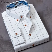 Мужские рубашки с длинным рукавом Осенняя клетчатая одежда 5XL размера плюс мужские рубашки s повседневные облегающие высококачественные классические мужские деловые мягкие