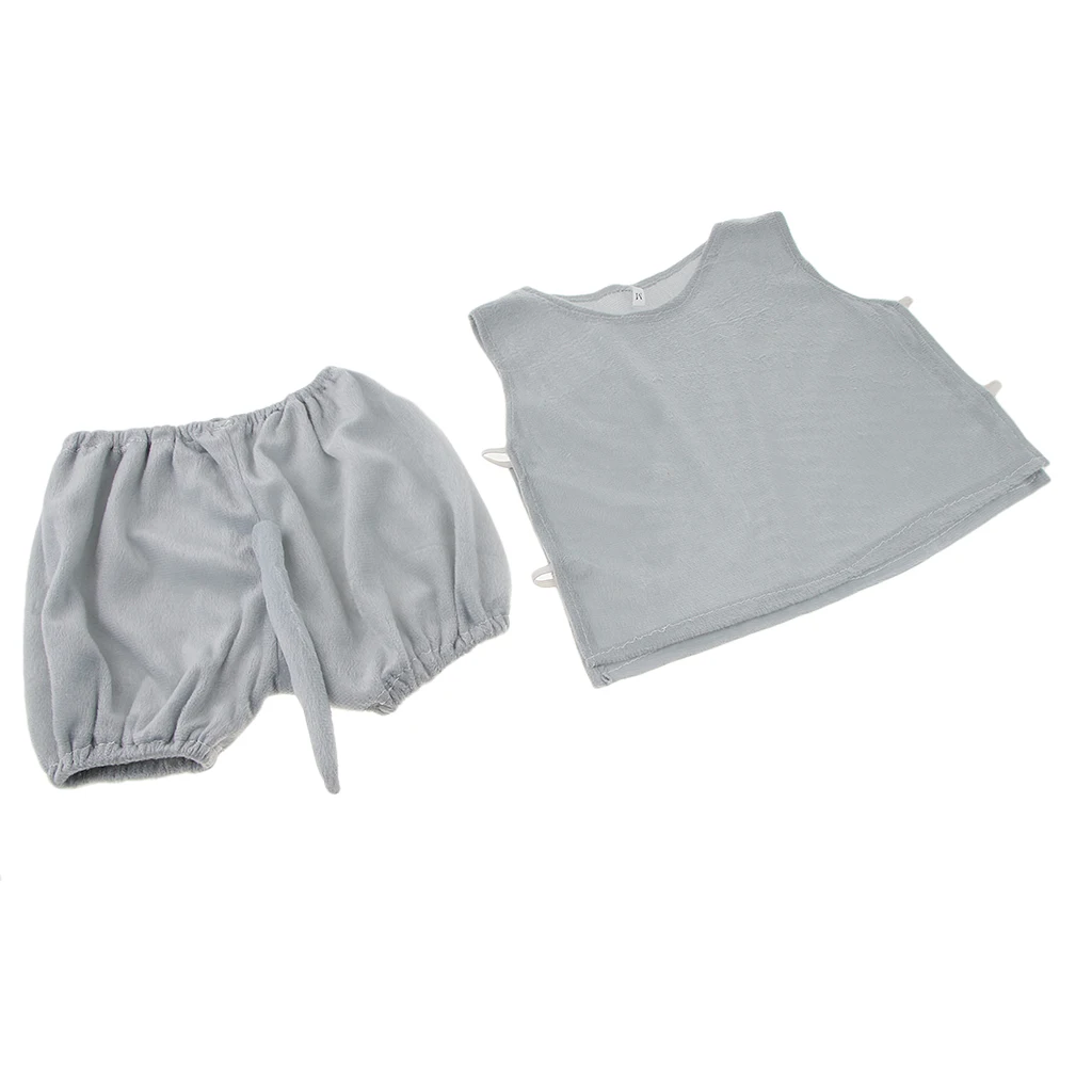 Kids Cartoon Mouse Cute Pajamas Child Funny Sleepwear Nightwear Animal Cosplay Costume 5 Pcs Set Photo Props Gray