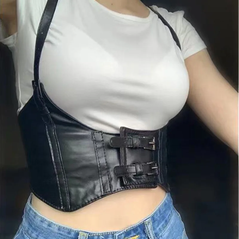 Cintura Da Donna Sexy In Pelle Con Imbracatura Moda Cinturino Elasticizzato Ultra-Largo Dreast Da Donna Decorativi Con Gonne E Cinture Con Chiusura In