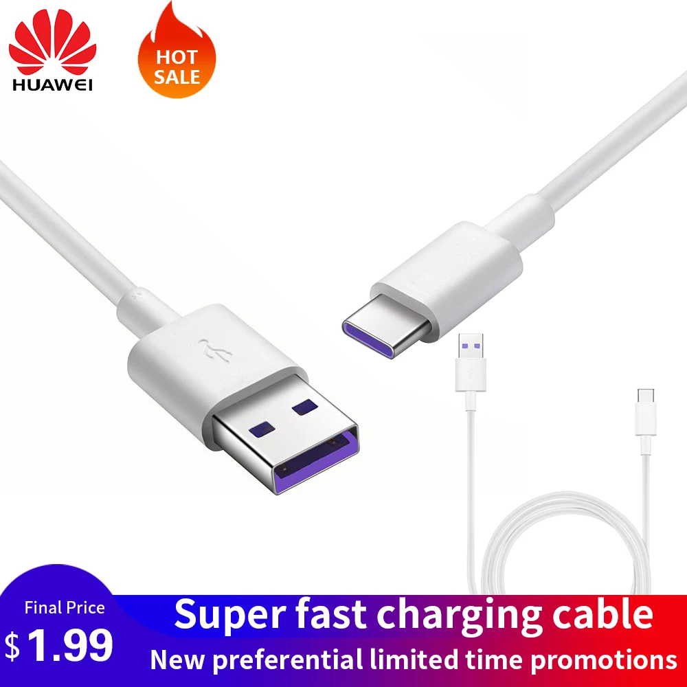 

Huawei 5A Cable de tipo C P30 P20 Pro lite Mate20 10 Pro P10 Plus lite USB 3,1 tipo-C Original sobrecargar Super cargador de Ca