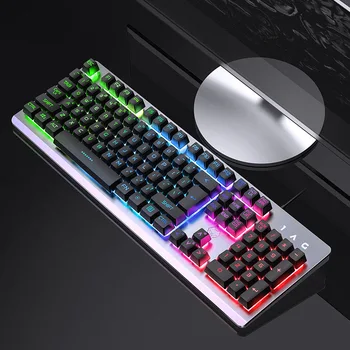 

Gaming keyboard Gamer keyboard with backlight USB 104 Rubber keycaps RGB Wired Ergonomic mechanical keyboard For PC laptop