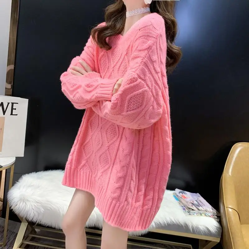 

New plush solid lazy style loose and thick sweater women's jacket port style all over the world