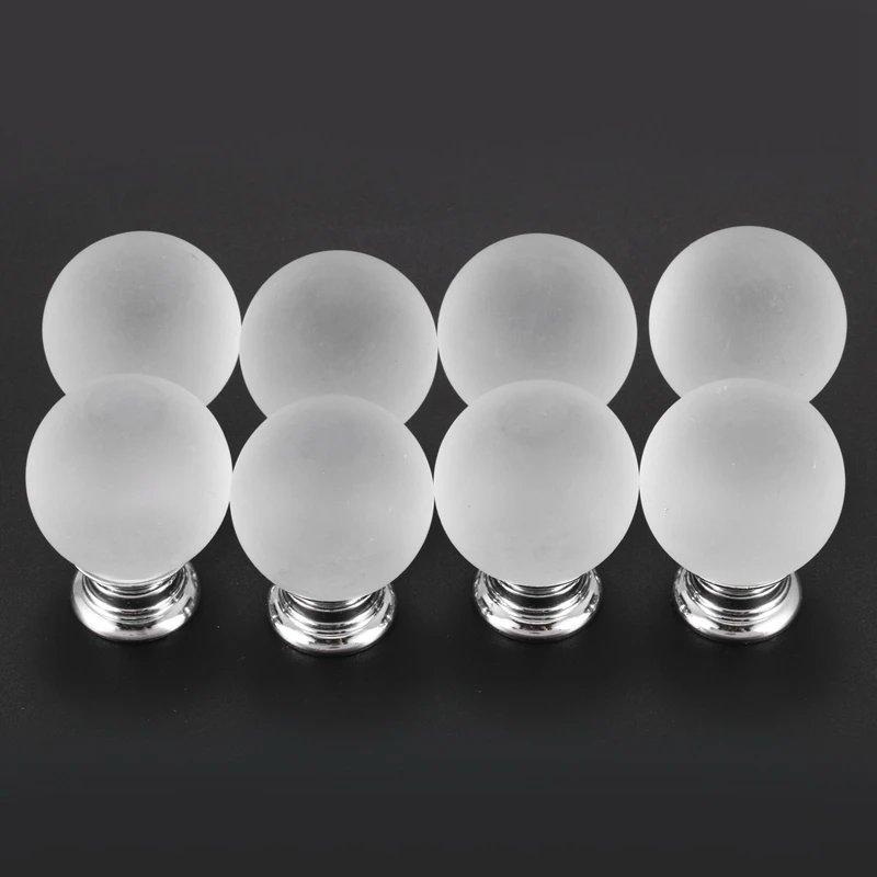 

8-IN-1 Diameter 30mm Clear Round Ball Crystal Glass Cabinet Knob Cupboard Drawer Pull Handle, Come with 3 Kinds of Screws