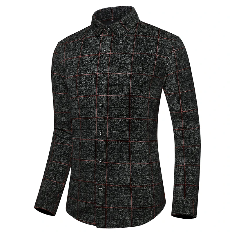 Рубашка мужская s Slim Fit с длинными рукавами, рубашки мужская рубашка в стиле кэжуал, 2019, осенняя клетчатая M-7XL A06