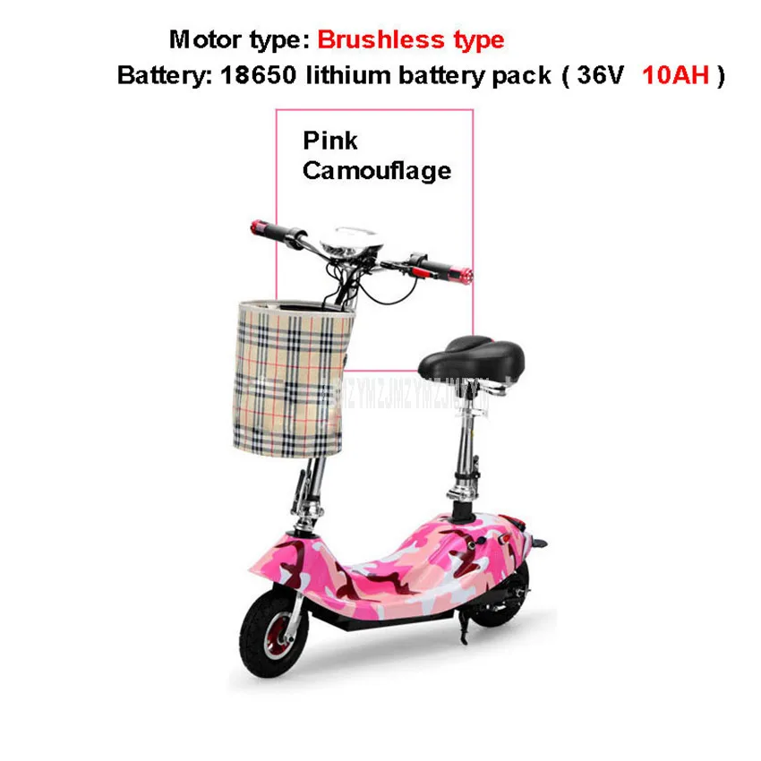 350W бесколлекторный мотор мини велосипед складываемый электровелосипед Электрический велосипед для взрослых Для женщин Леди электрический самокат с сиденьем 36V литиевая Батарея - Цвет: Pink Camouflage 10AH