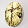 Jesus Christ On Cross Good Friday Calvary Wall Clock Christian Spiritual God Prayer Silent Wall Clock Bible Faith Home Decor 3