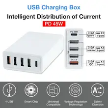 Новейшее 45 Вт type-C USB C PD быстрое зарядное устройство многопортовый usb зарядка QC 3,0 зарядное устройство для путешествий IPhone IPad