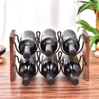 

Cabinet Free Standing 2 Tier Dining Room Wine Rack 6 Bottles Tabletop Pantry Countertop Home Bar Storage Holder European Style