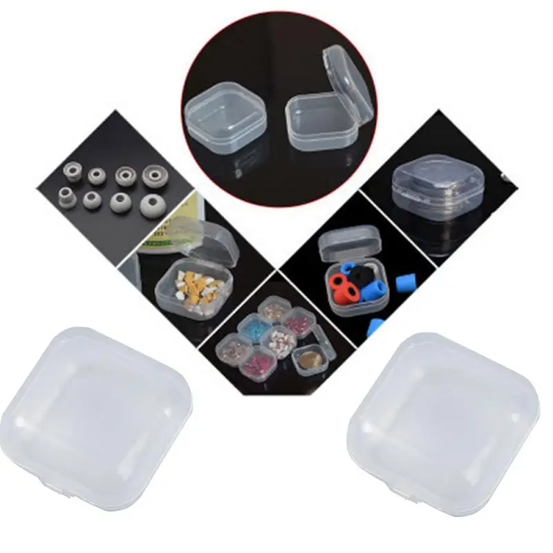 

10Pcs/lot portable plastic transparent storage box square pill box jewelry box parts tool box earplug protection box Wholesale