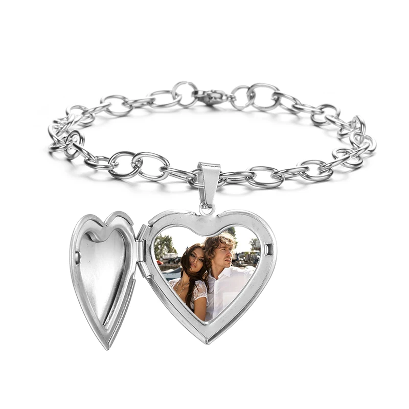 

Hanruo Custom Photo Bracelet Personalized Couple Photo-Frame Gold Color Bangle For Women Man Baby Jewelry Accessories Gift 2019