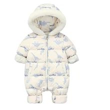 Hooded Plus Velvet Warm Newborn Snowsuit Baby Girls Overalls Toddler Boys Jumpsuit Russian Winter Baby Rompers