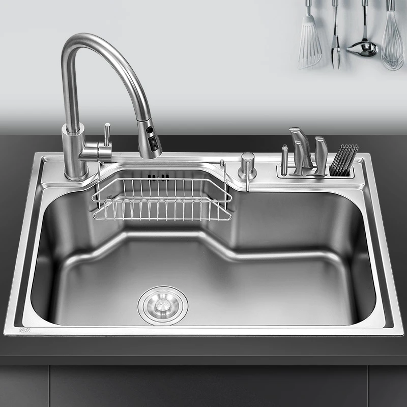 Multi Function Nano Kitchen 304 Stainless Steel Sink Large Single Sink Knife Holder Sink Sink Vegetable Washing Sink Thicken Kitchen Sinks Aliexpress