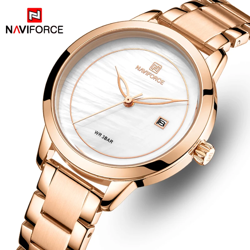 Часы NAVIFORCE женские кварцевые люксовые брендовые простые водонепроницаемые