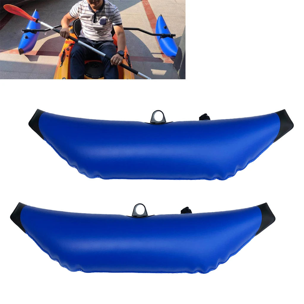Pack 2 Blue PVC Kayak Canoe Inflatable Outrigger, Fishing Boat SUP Standing Stabilizer Kit Gear Equipment - Premium & Durable