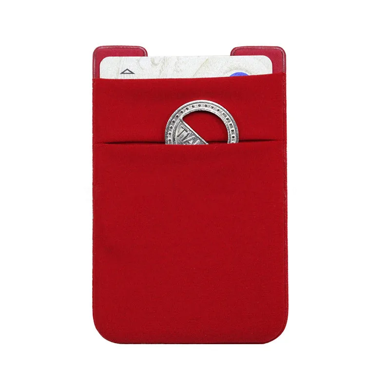 ETya для женщин и мужчин эластичный держатель для карт мобильного телефона стикер Клей кредитный бизнес автобус ID карты кошелек карман сумки - Цвет: Red