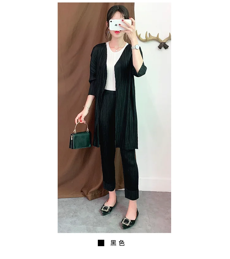 Короткий японский стиль Issey плиссированные Miyake до колена Тренч однотонные свободные морщинки открытый стежок новинка осень плюс размер женское пальто