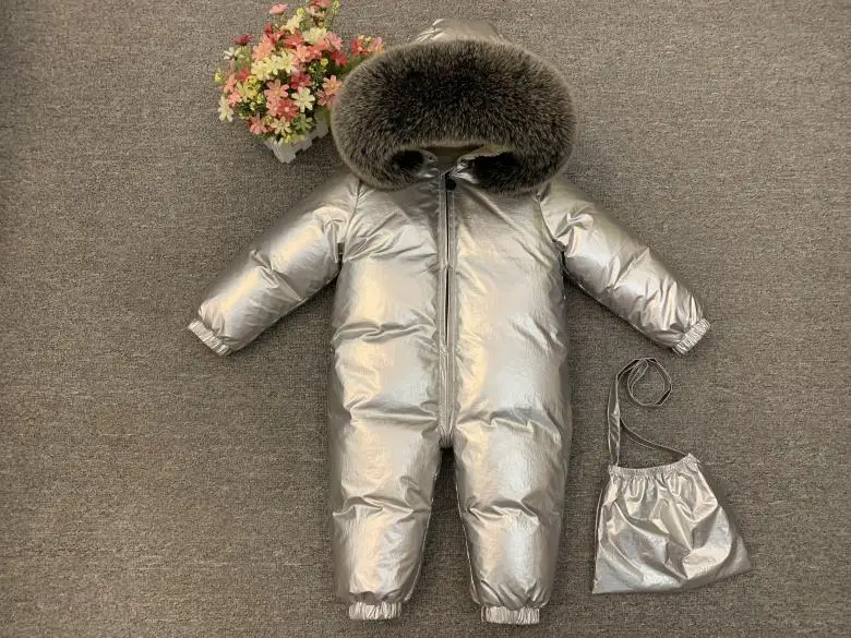 Зимний пуховый комбинезон для новорожденных, комбинезон с плюшевой подкладкой для детей, утепленная теплая верхняя одежда, пальто для маленьких мальчиков и девочек от 0 до 5 лет, зимний комбинезон