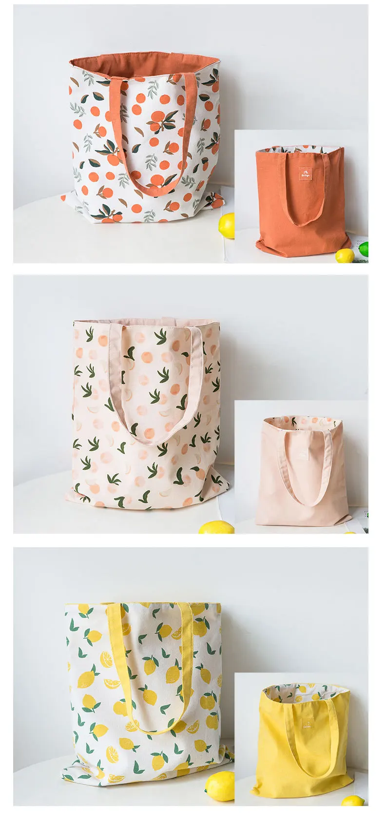 New Double-sided Dual-use Shoulder Bags Fruit Avocado Print Cotton Linen Pocket Handbag Shopping Bag Female Canvas Cloth Totes